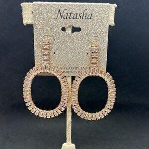 Natasha Couture Gold Crystal Hoop Earrings
